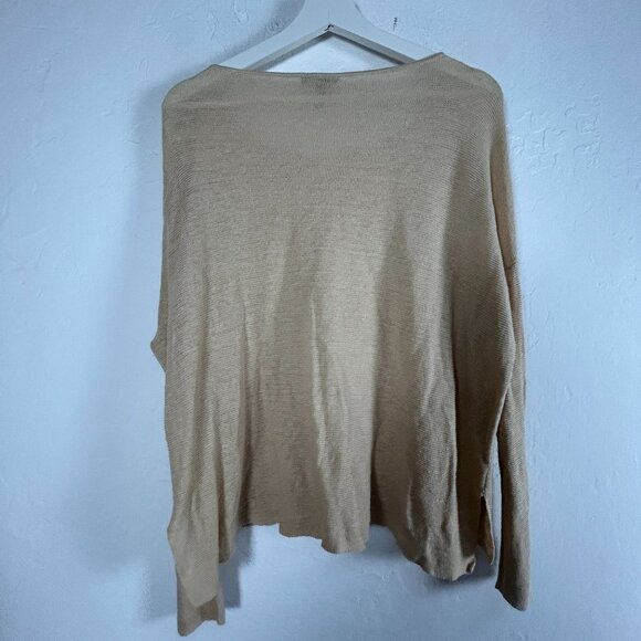 Eileen Fisher Petite Womens PL Organic Linen Sweater Beige Round-Neck Pullover - Picture 2 of 7